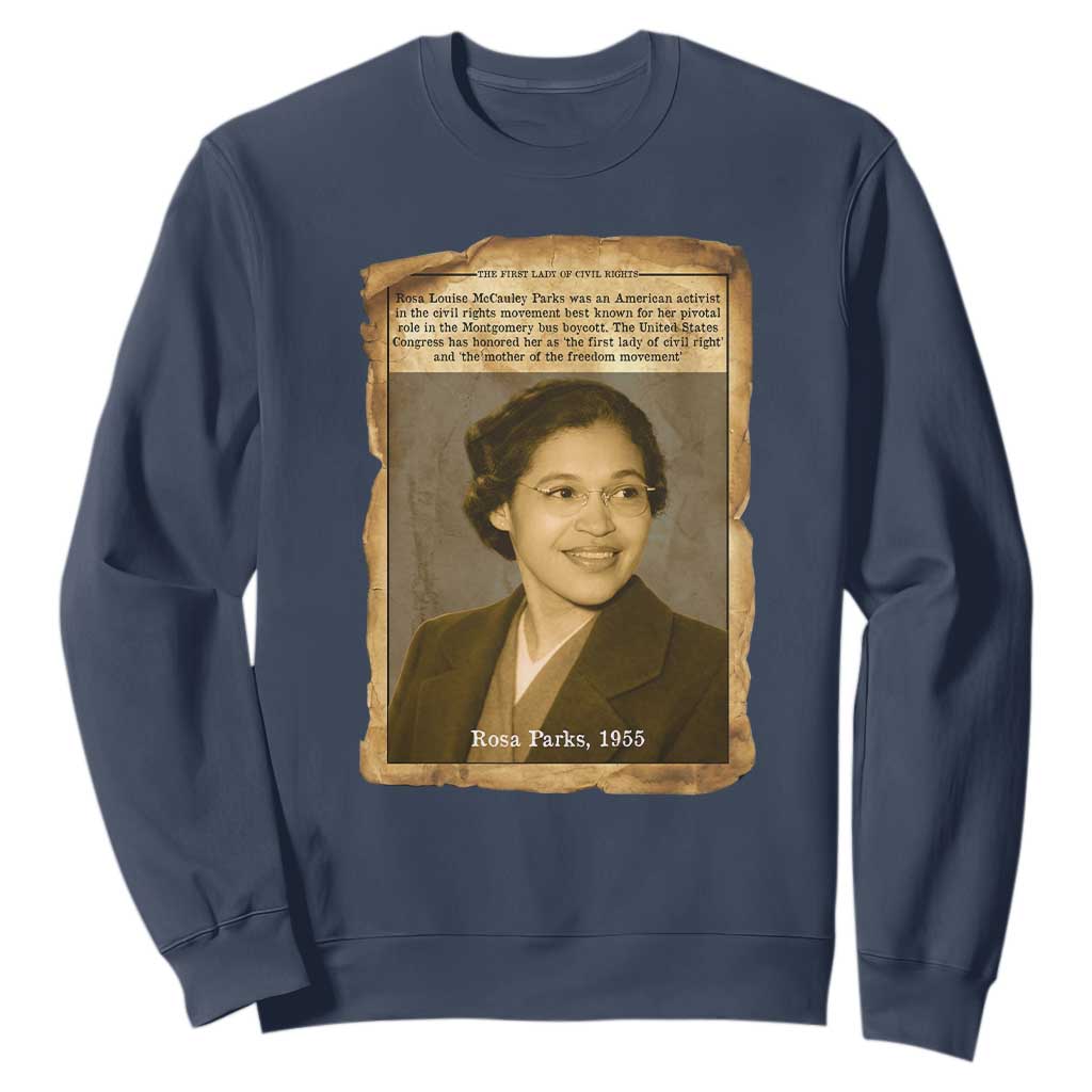 Vintage Rosa Parks Sweatshirt First Lady Of Civil Rights TS12 Navy Print Your Wear