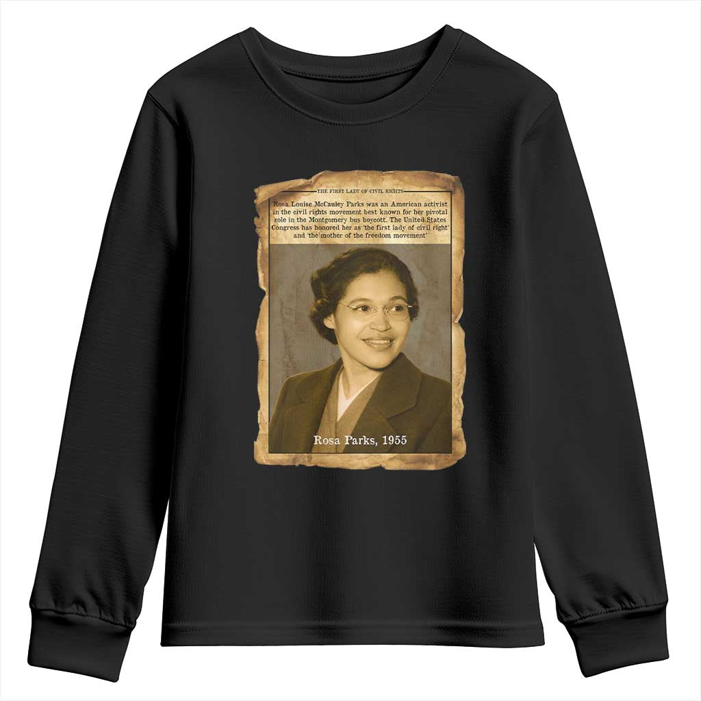 Vintage Rosa Parks Youth Sweatshirt First Lady Of Civil Rights TS12 Black Print Your Wear