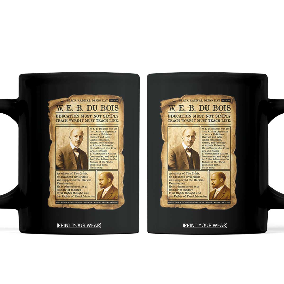 Vintage Newspaper W E B Du Bois Coffee Mug African American Scholar TS12 Black Print Your Wear