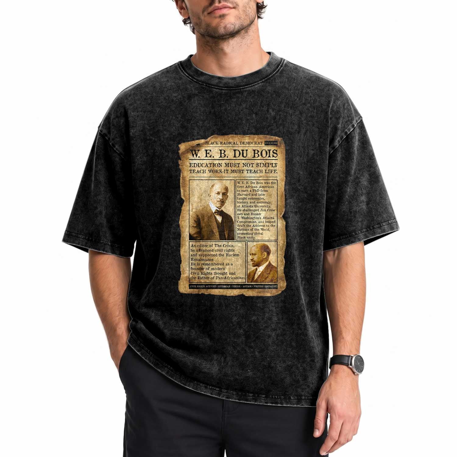 Vintage Newspaper W E B Du Bois Washed Cotton T-Shirt African American Scholar