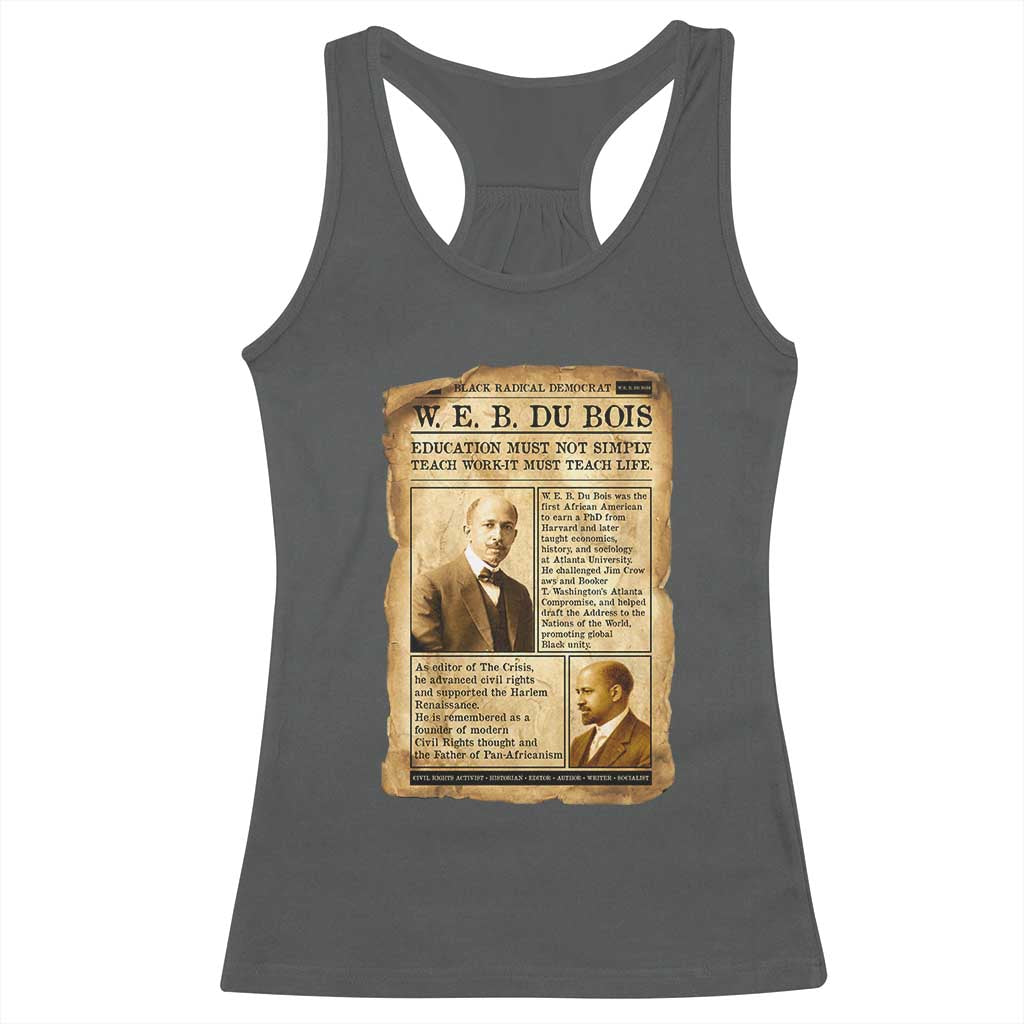 Vintage Newspaper W E B Du Bois Racerback Tank Top African American Scholar TS12 Dark Heather Print Your Wear