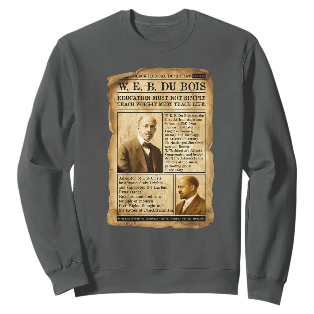 Vintage Newspaper W E B Du Bois Sweatshirt African American Scholar TS12 Dark Heather Print Your Wear