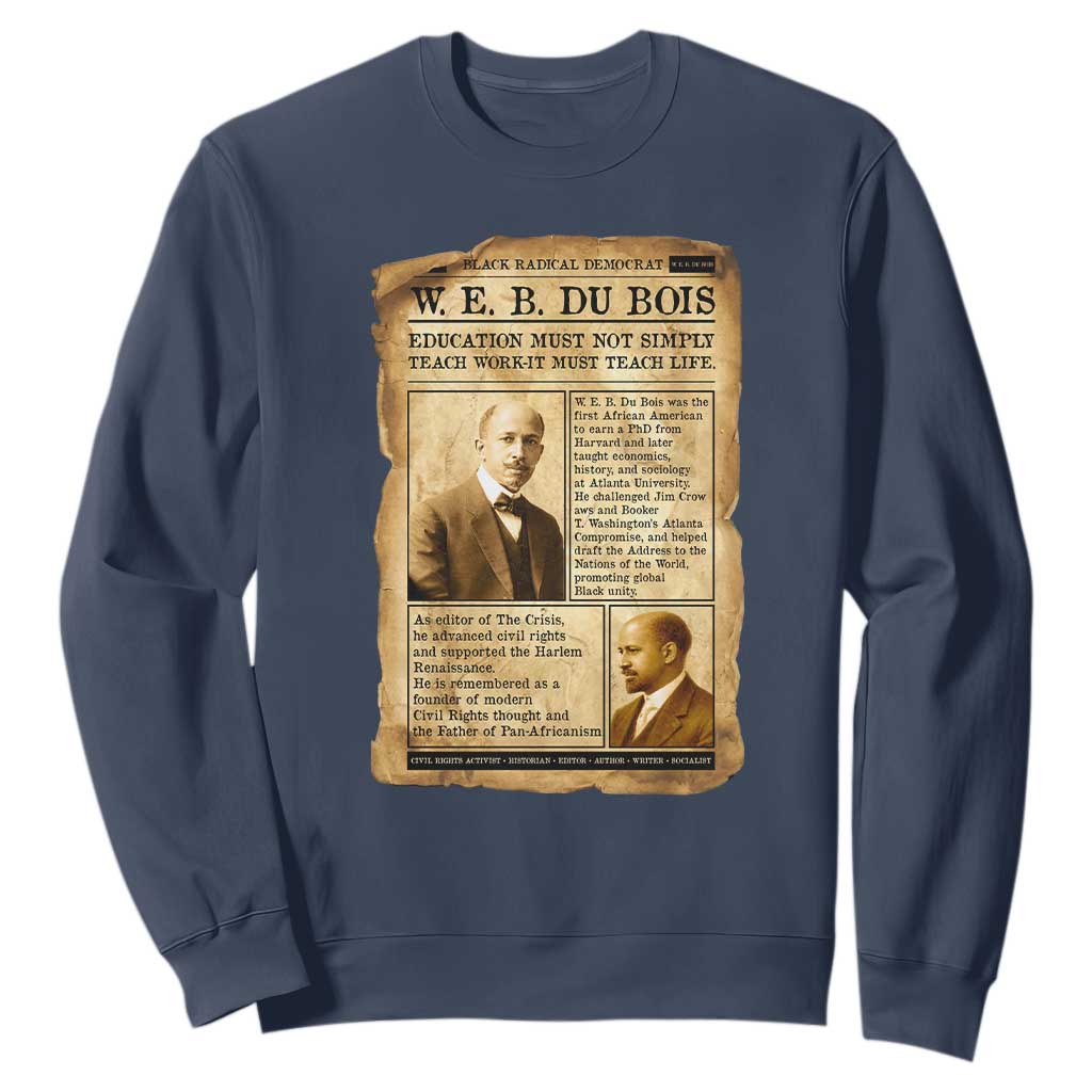 Vintage Newspaper W E B Du Bois Sweatshirt African American Scholar TS12 Navy Print Your Wear