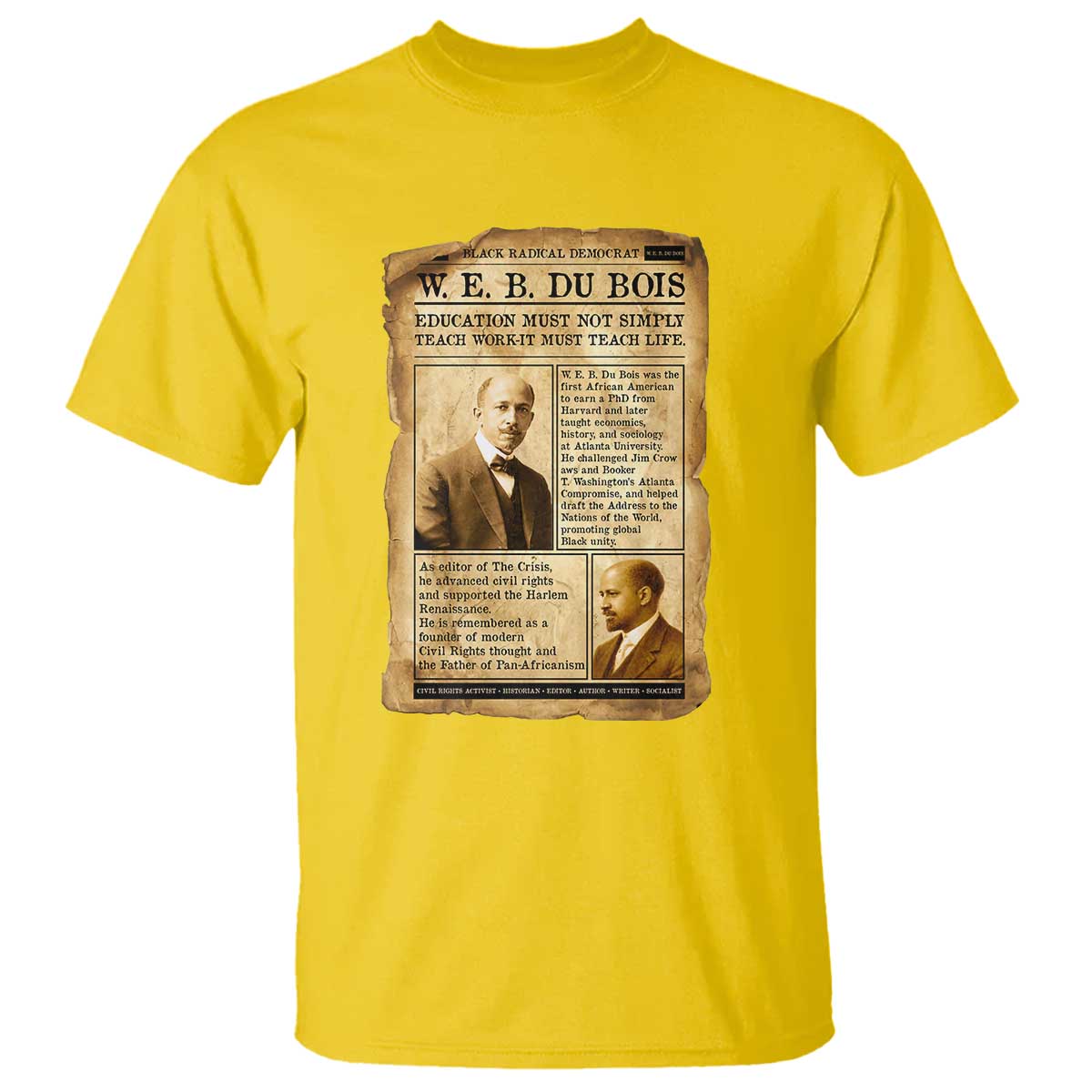 Vintage Newspaper W E B Du Bois T Shirt African American Scholar TS12 Daisy Print Your Wear