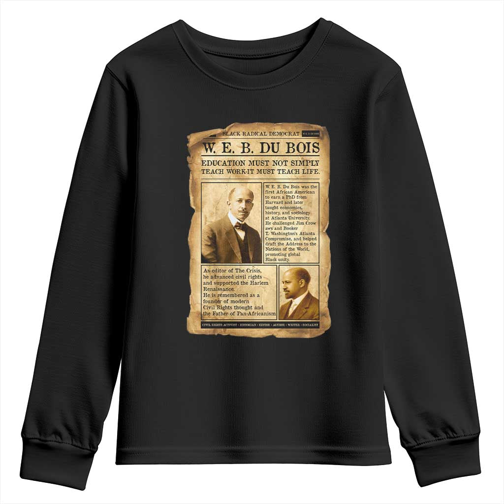 Vintage Newspaper W E B Du Bois Youth Sweatshirt African American Scholar TS12 Black Print Your Wear