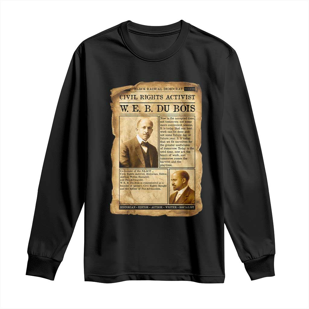 Vintage Newspaper W E B Du Bois Long Sleeve Shirt Civil Rights History TS12 Black Print Your Wear