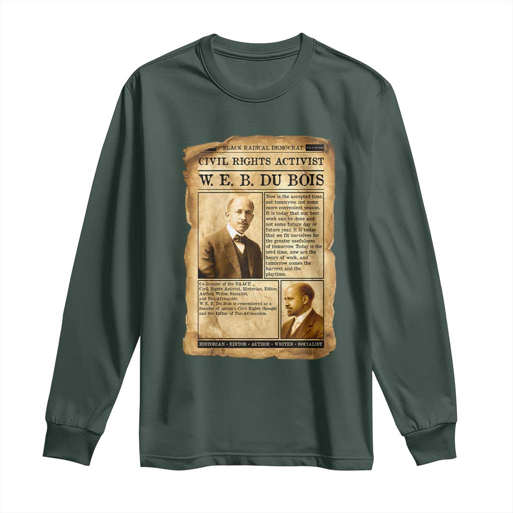 Vintage Newspaper W E B Du Bois Long Sleeve Shirt Civil Rights History TS12 Dark Forest Green Print Your Wear