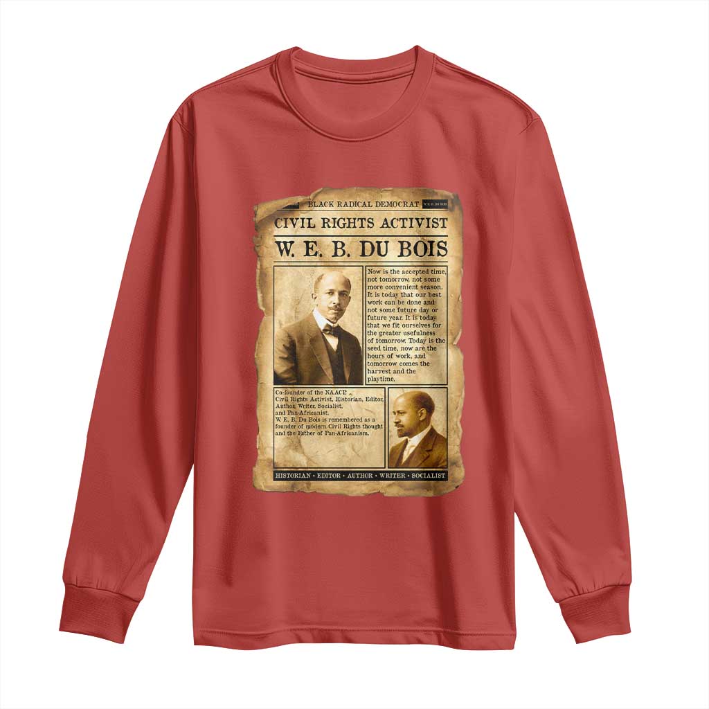 Vintage Newspaper W E B Du Bois Long Sleeve Shirt Civil Rights History TS12 Red Print Your Wear