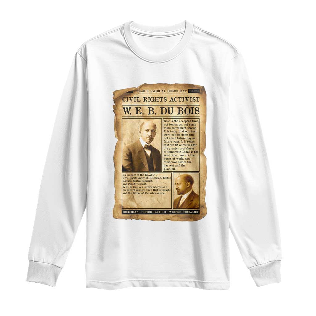 Vintage Newspaper W E B Du Bois Long Sleeve Shirt Civil Rights History TS12 White Print Your Wear