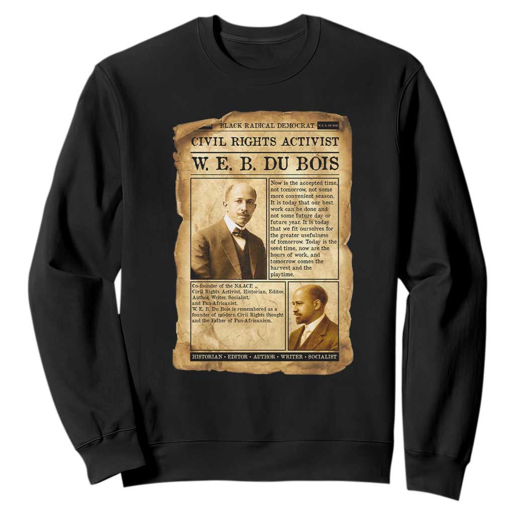 Vintage Newspaper W E B Du Bois Sweatshirt Civil Rights History TS12 Black Print Your Wear