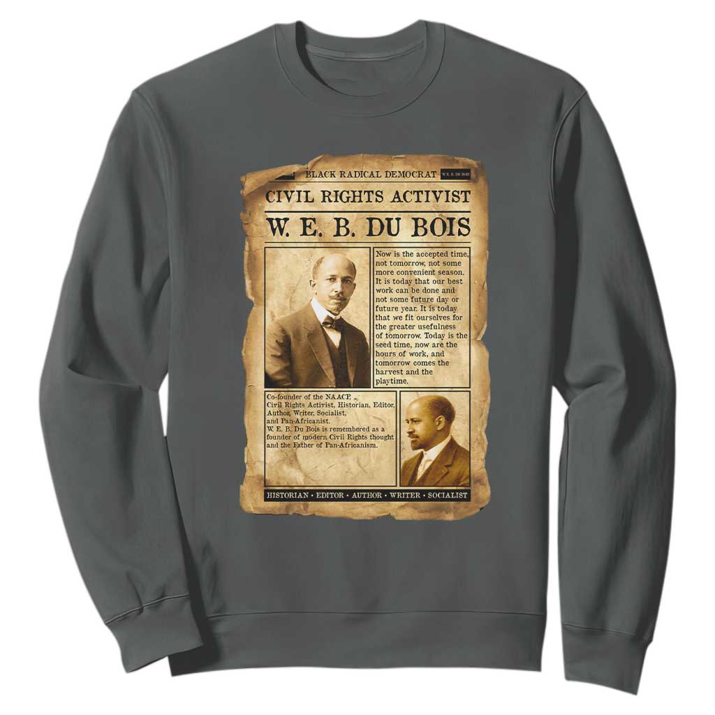 Vintage Newspaper W E B Du Bois Sweatshirt Civil Rights History TS12 Dark Heather Print Your Wear