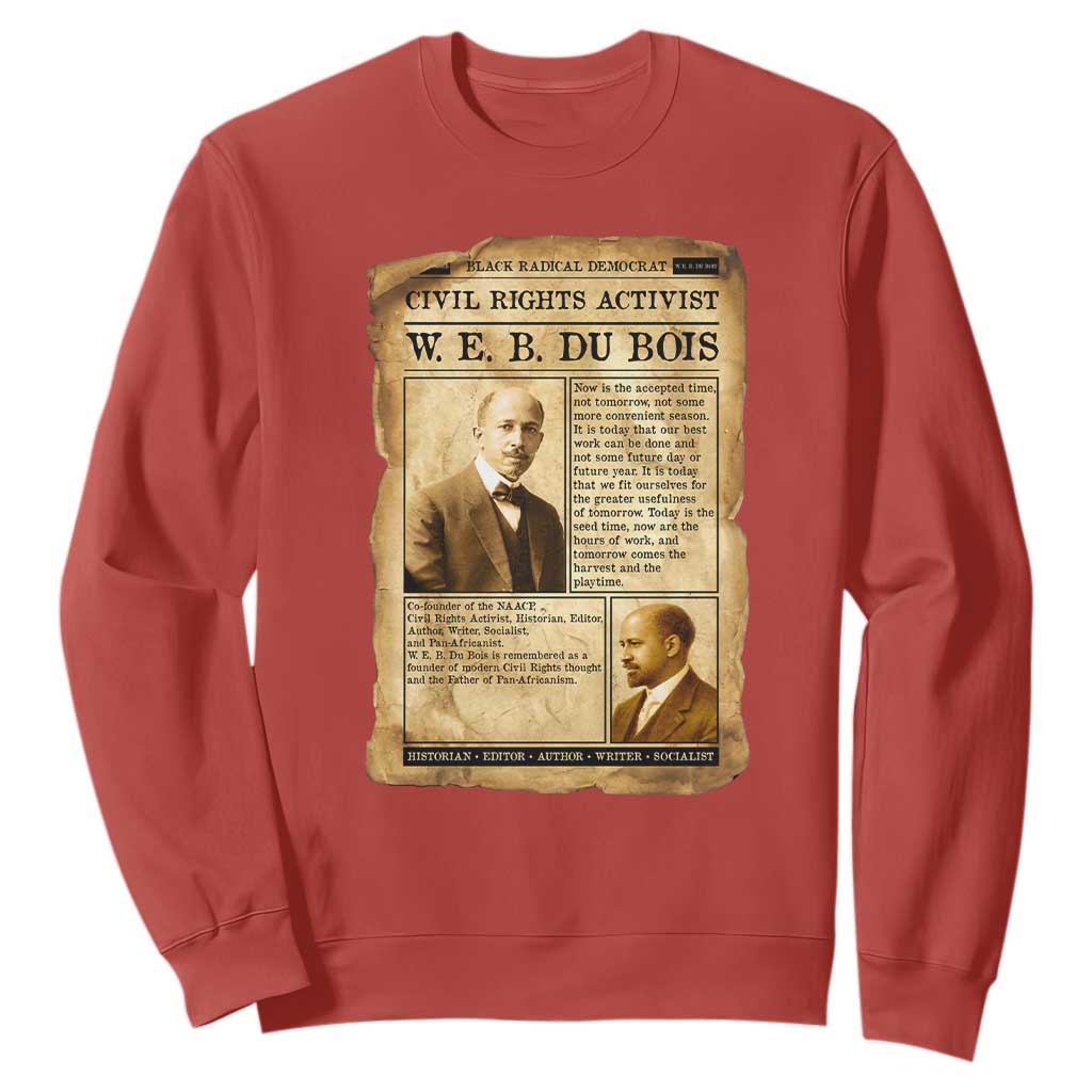 Vintage Newspaper W E B Du Bois Sweatshirt Civil Rights History TS12 Red Print Your Wear