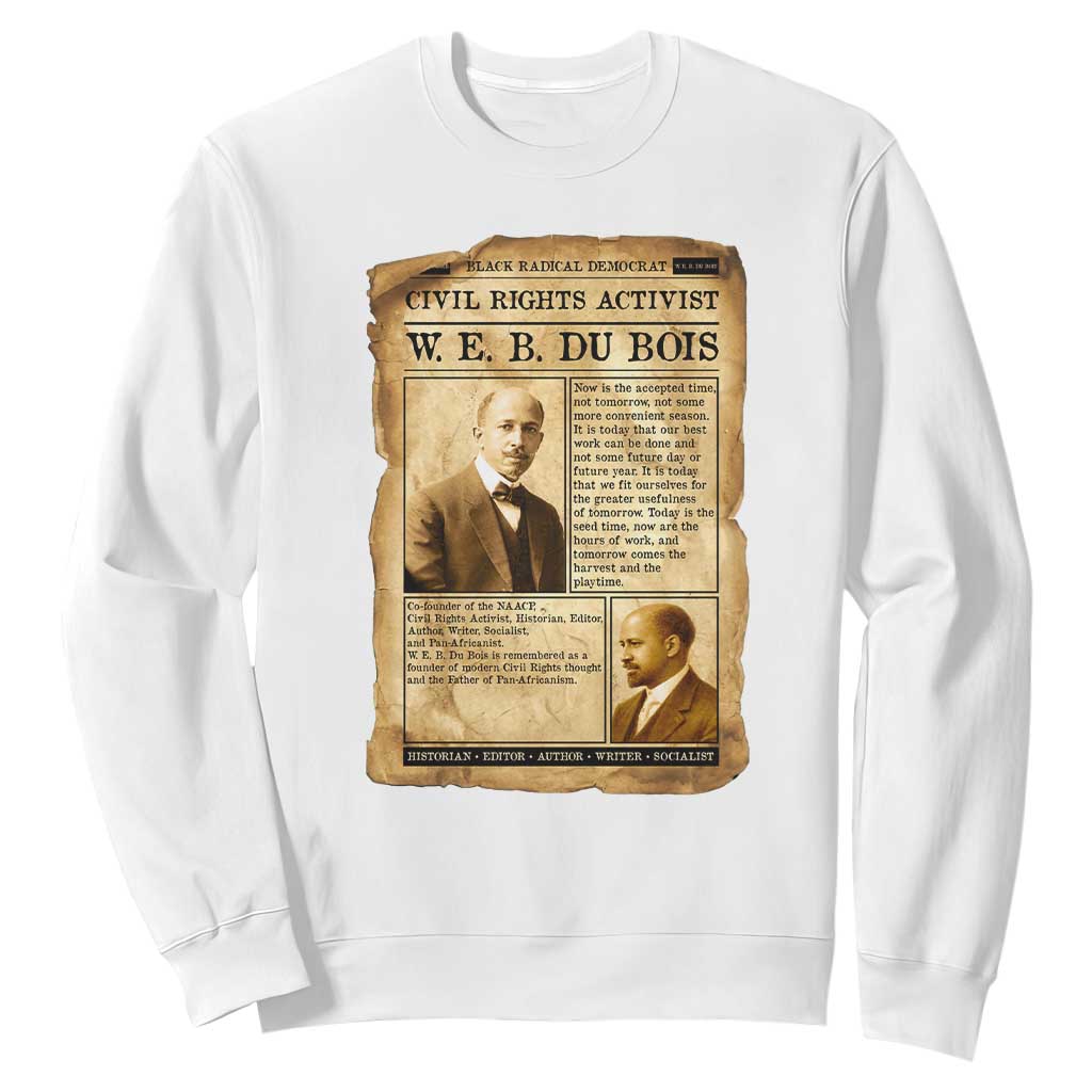 Vintage Newspaper W E B Du Bois Sweatshirt Civil Rights History TS12 White Print Your Wear