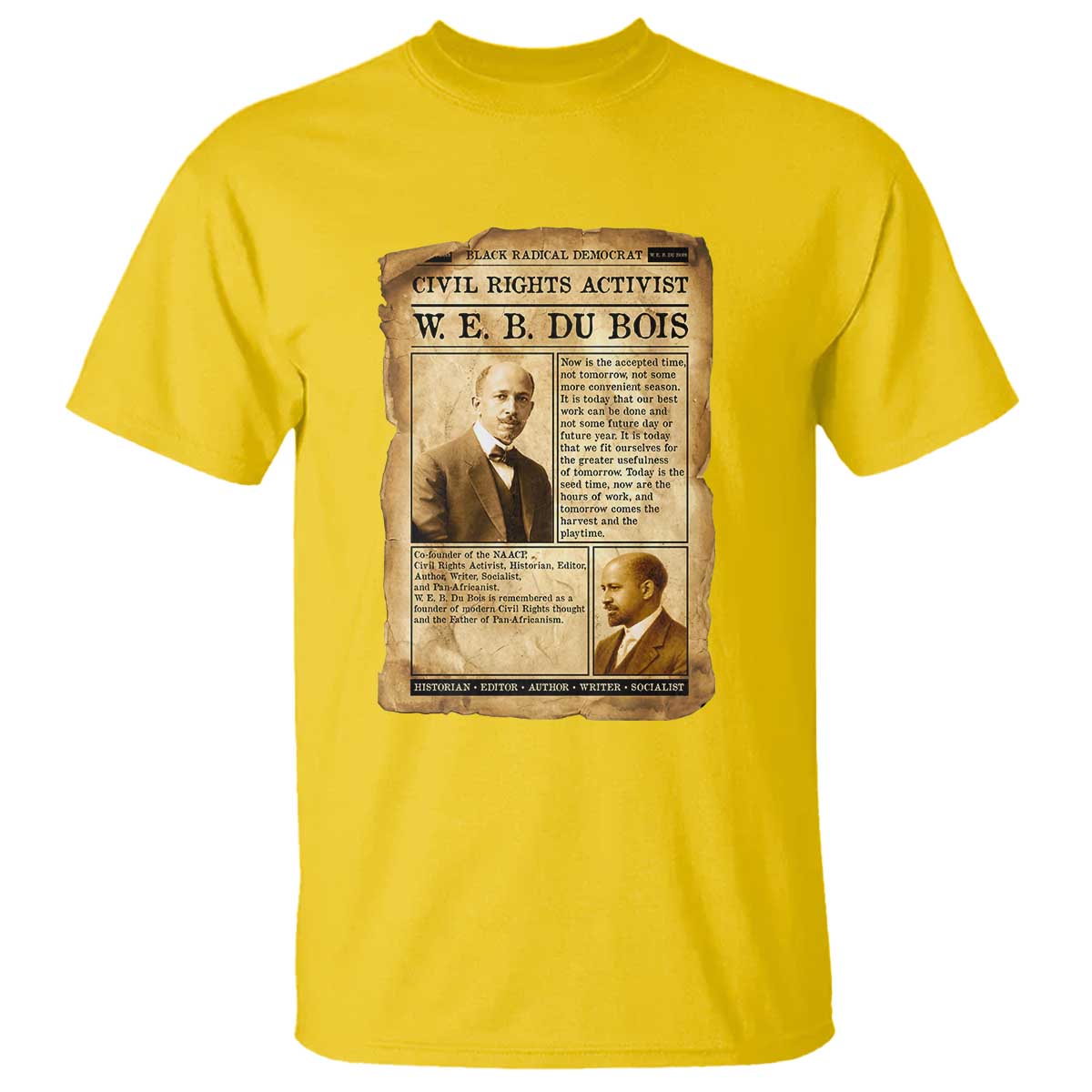 Vintage Newspaper W E B Du Bois T Shirt Civil Rights History TS12 Daisy Print Your Wear