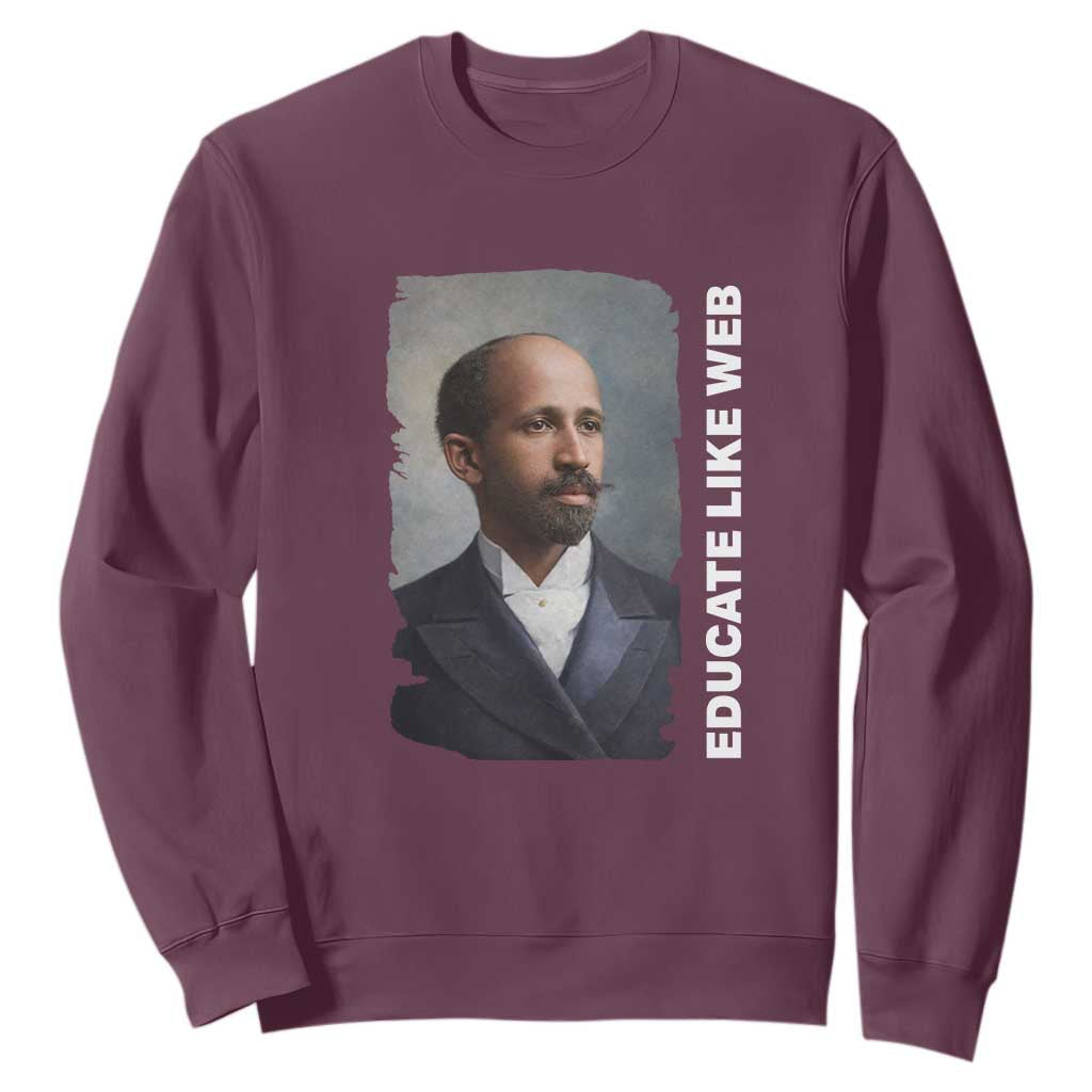 Educate Like W E B Sweatshirt African American Heritage TS12 Maroon Print Your Wear