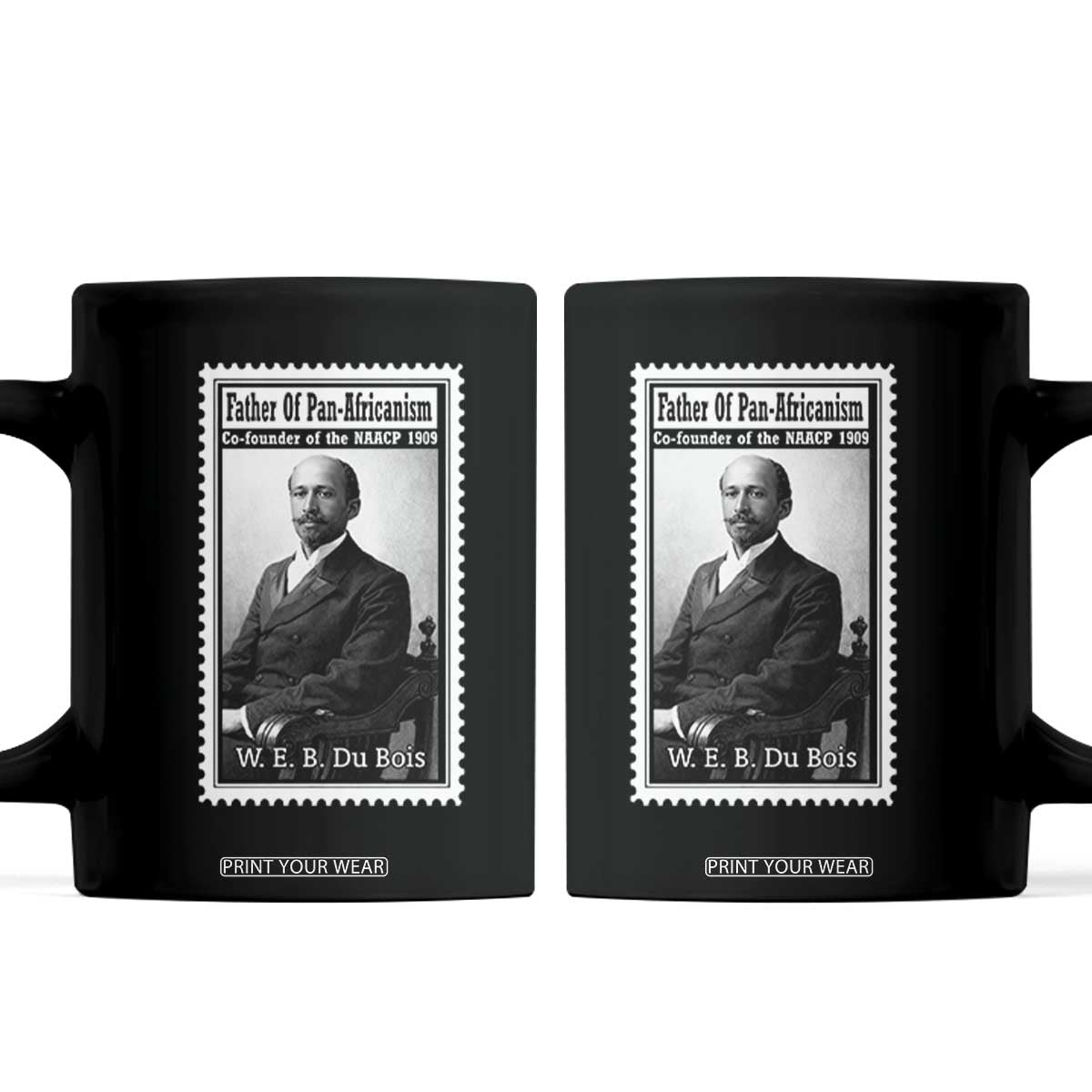 Vintage Stamp W E B Du Bois Coffee Mug Black Thought Leader TS12 Black Print Your Wear