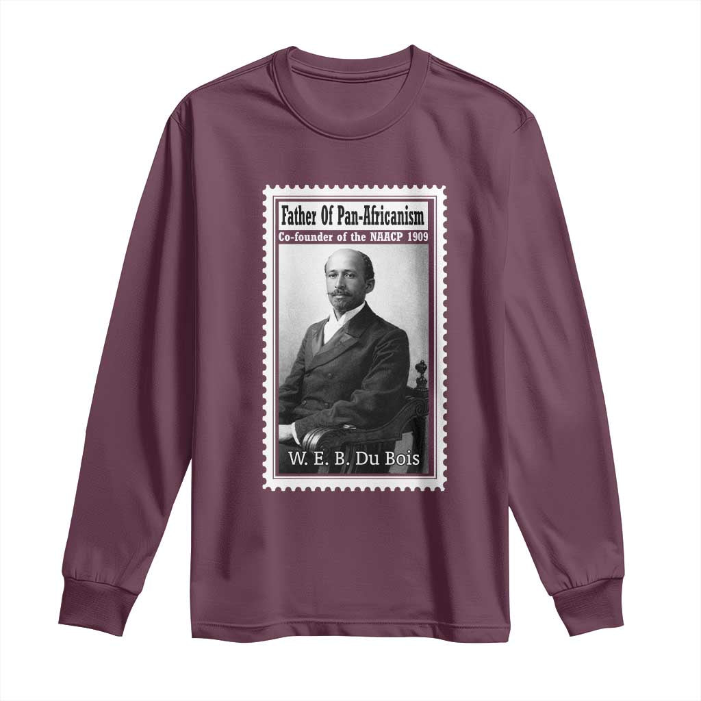 Vintage Stamp W E B Du Bois Long Sleeve Shirt Black Thought Leader TS12 Maroon Print Your Wear