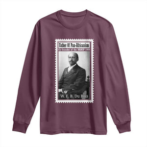 Vintage Stamp W E B Du Bois Long Sleeve Shirt Black Thought Leader TS12 Maroon Print Your Wear