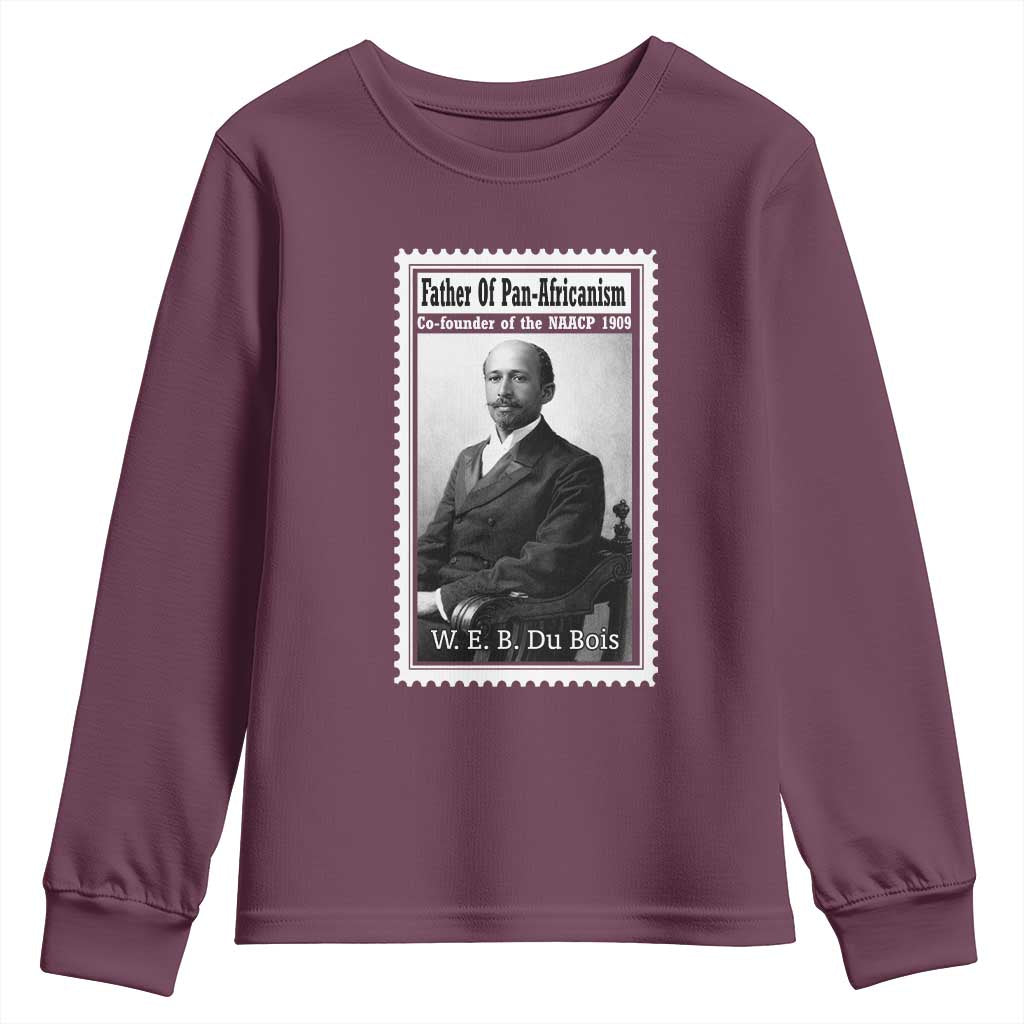 Vintage Stamp W E B Du Bois Youth Sweatshirt Black Thought Leader TS12 Maroon Print Your Wear