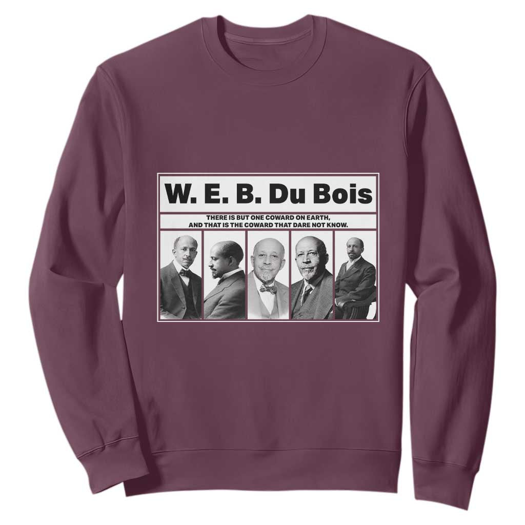 W E B Du Bois Quote Sweatshirt There Is But One Coward On Earth TS12 Maroon Print Your Wear