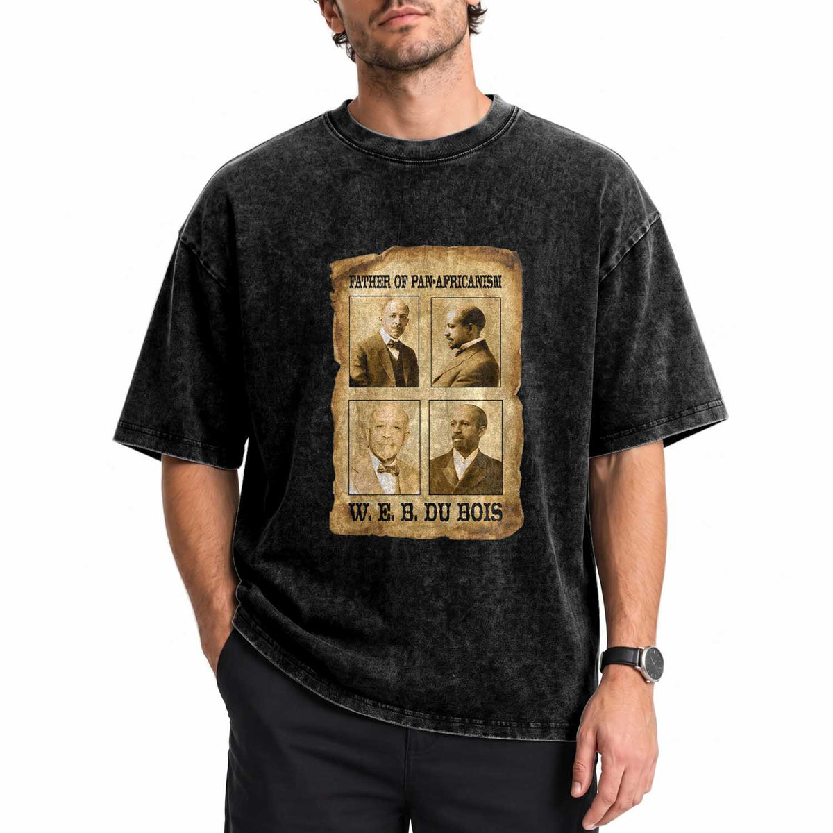 W E B Du Bois Washed Cotton T-Shirt African American History Gift