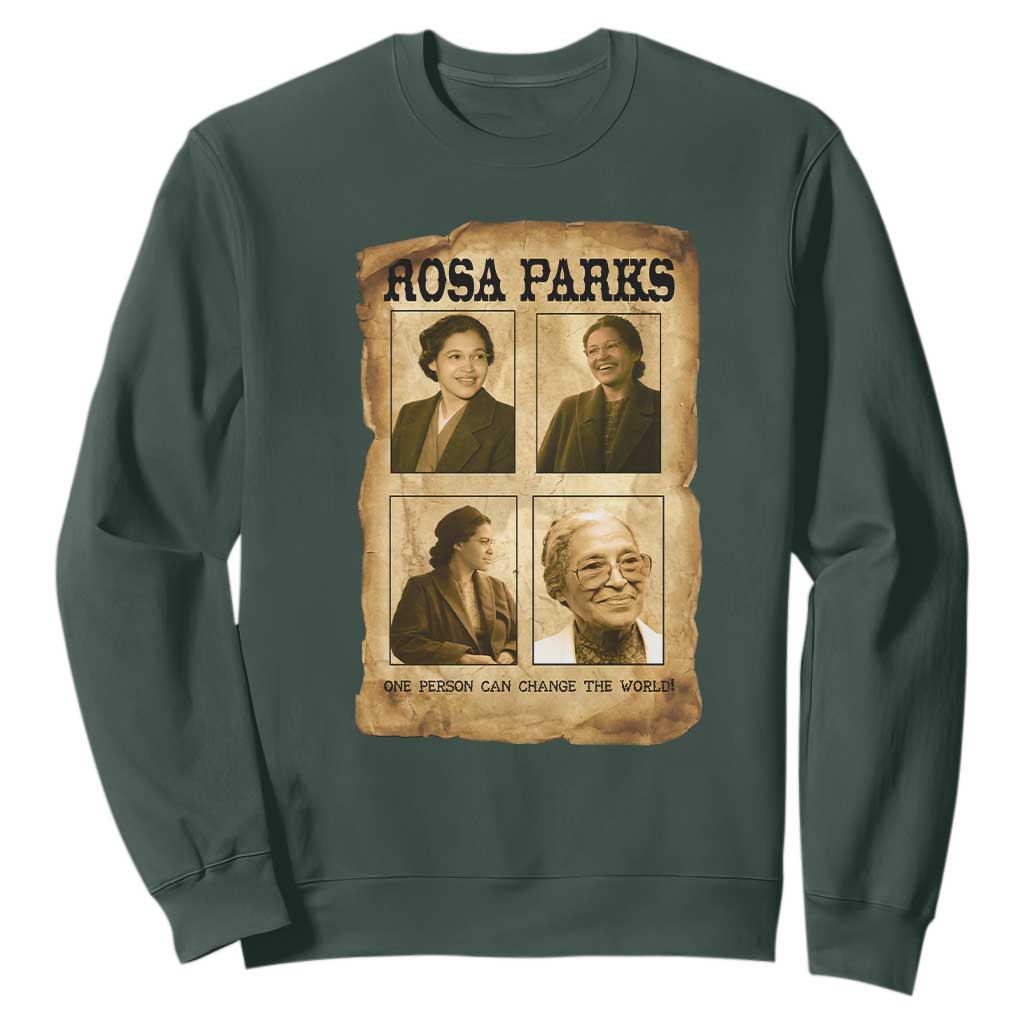 One Person Can Change The World Quote Sweatshirt Rosa Parks Legacy TS12 Dark Forest Green Print Your Wear