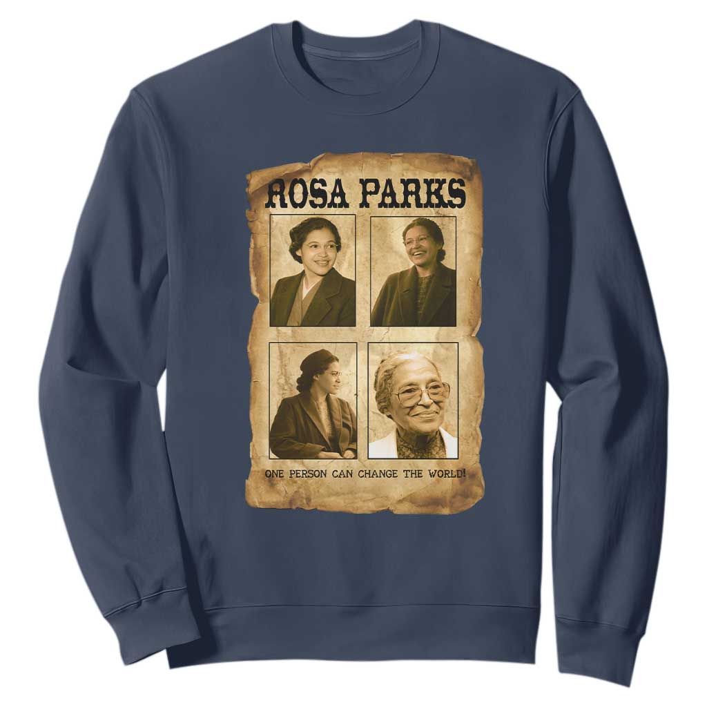 One Person Can Change The World Quote Sweatshirt Rosa Parks Legacy TS12 Navy Print Your Wear
