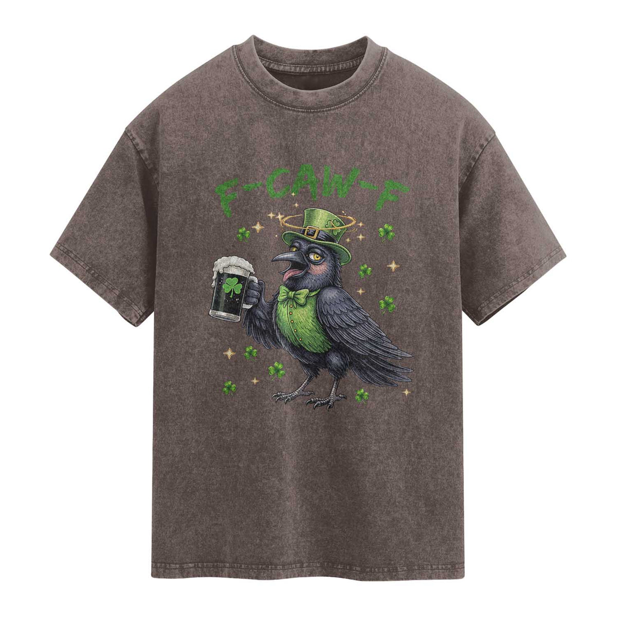 F Caw F Raven Lover Washed Cotton T-Shirt Funny St Patricks Day Gift