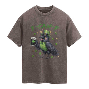 F Caw F Raven Lover Washed Cotton T-Shirt Funny St Patricks Day Gift