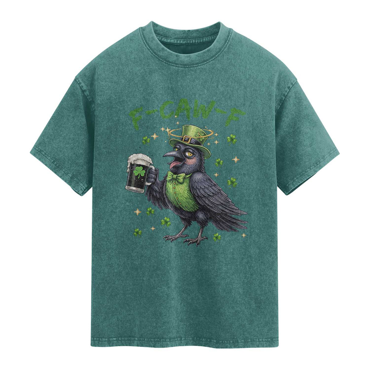 F Caw F Raven Lover Washed Cotton T-Shirt Funny St Patricks Day Gift