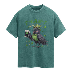 F Caw F Raven Lover Washed Cotton T-Shirt Funny St Patricks Day Gift