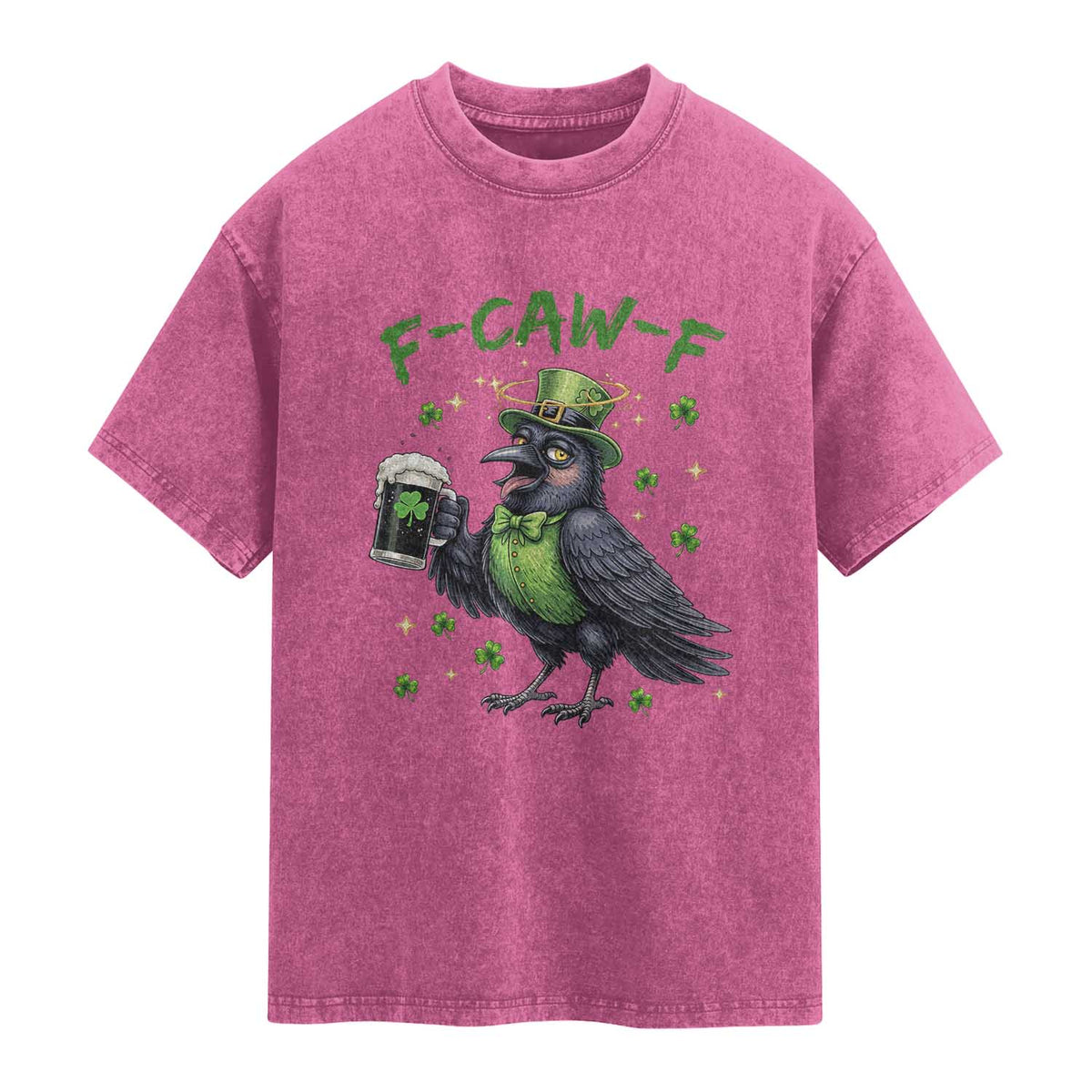 F Caw F Raven Lover Washed Cotton T-Shirt Funny St Patricks Day Gift