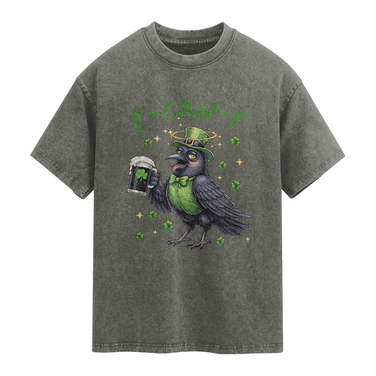 F Caw F Raven Lover Washed Cotton T-Shirt Funny St Patricks Day Gift