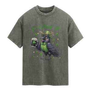 F Caw F Raven Lover Washed Cotton T-Shirt Funny St Patricks Day Gift