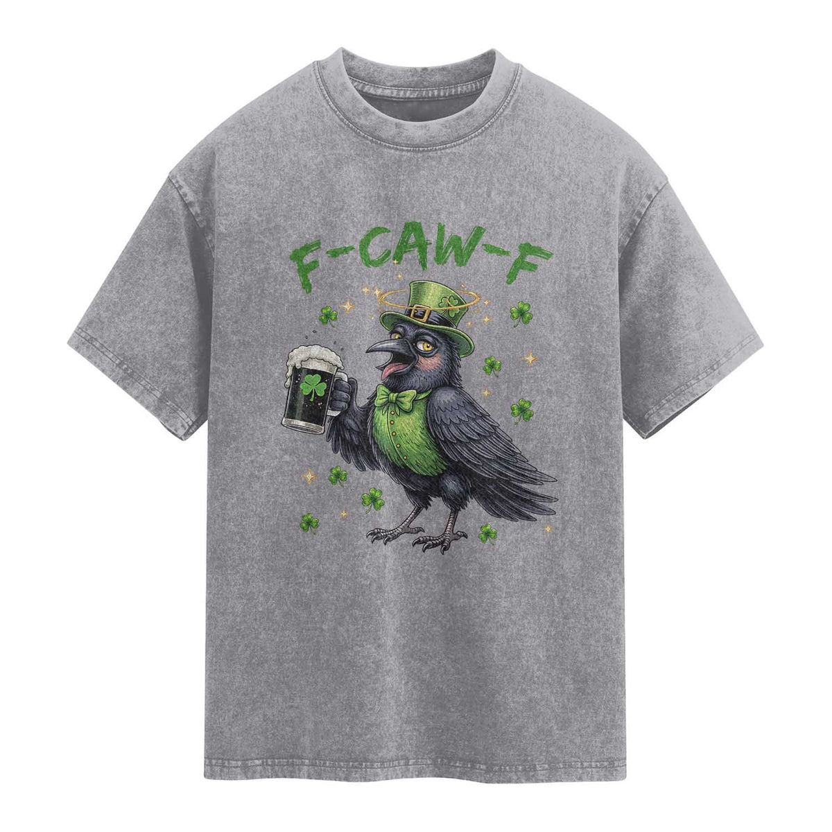 F Caw F Raven Lover Washed Cotton T-Shirt Funny St Patricks Day Gift