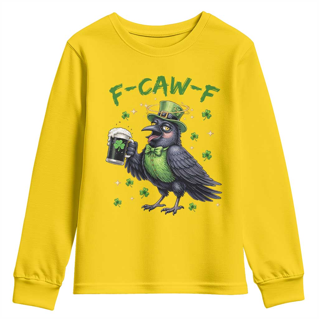 F Caw F Raven Lover Youth Sweatshirt Funny St Patricks Day Gift TS12 Daisy Print Your Wear