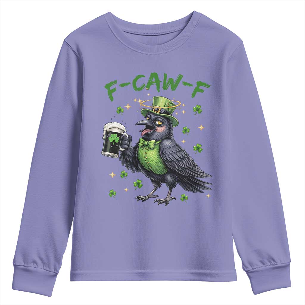 F Caw F Raven Lover Youth Sweatshirt Funny St Patricks Day Gift TS12 Violet Print Your Wear