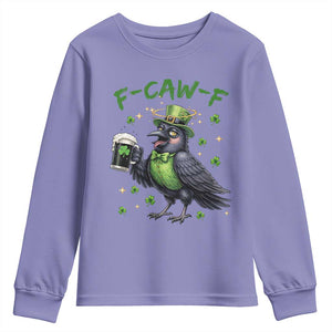 F Caw F Raven Lover Youth Sweatshirt Funny St Patricks Day Gift TS12 Violet Print Your Wear
