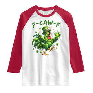 F Caw F Drunk Irish Chicken Raglan Shirt Funny St Patricks Day Gift TS12 White Red Print Your Wear