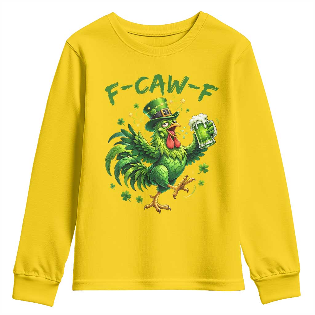 F Caw F Drunk Irish Chicken Youth Sweatshirt Funny St Patricks Day Gift TS12 Daisy Print Your Wear