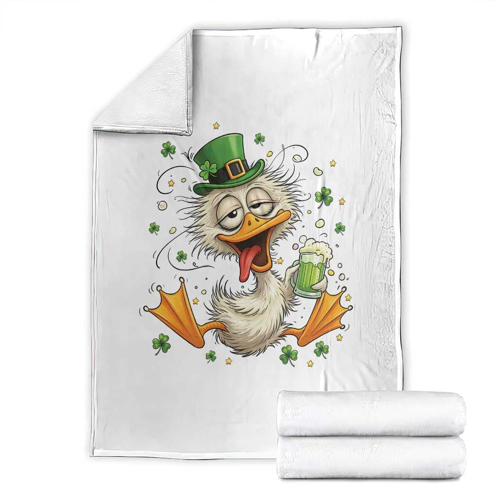 Funny Drunk Irish Duck Throw Blanket St Patricks Day Gift TS12 White Print Your Wear