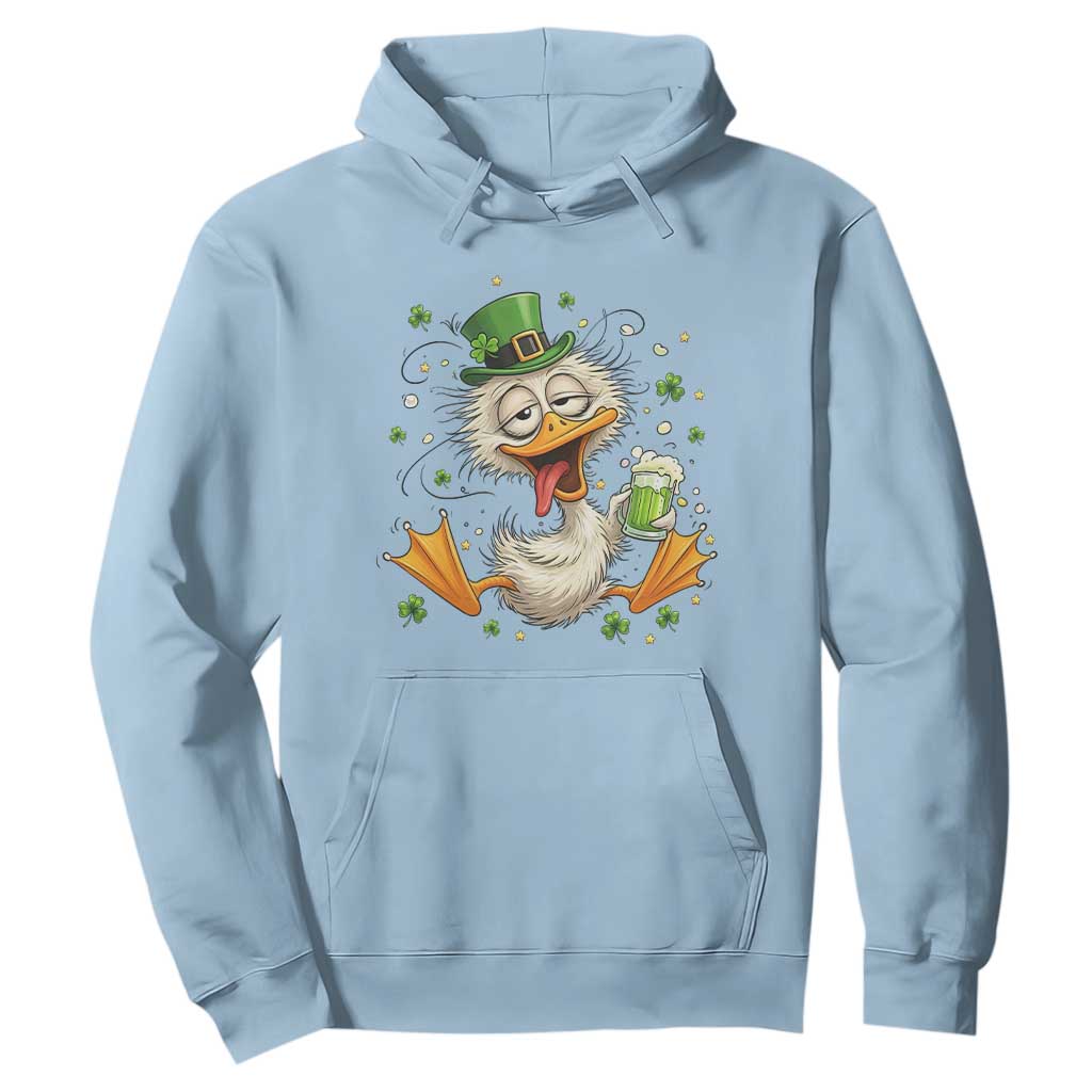Funny Drunk Irish Duck Hoodie St Patricks Day Gift TS12 Light Blue Print Your Wear