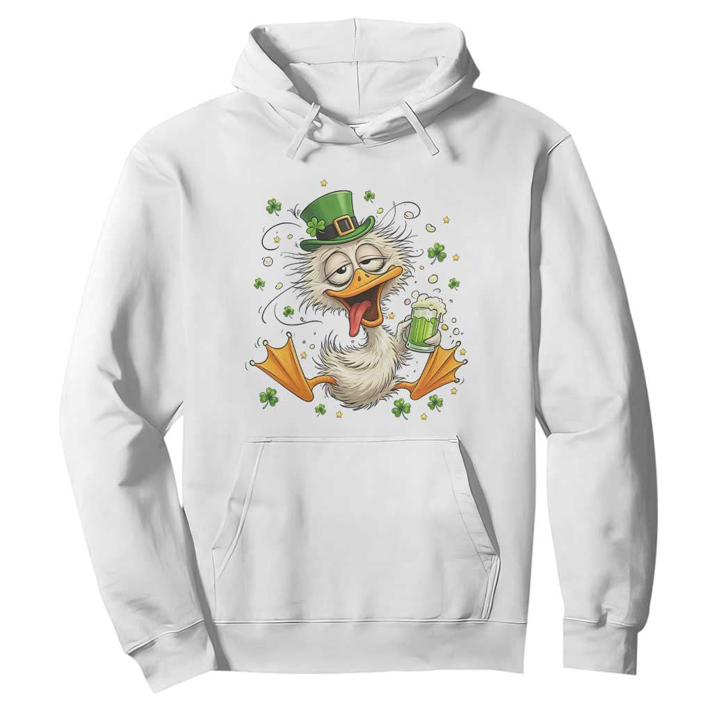 Funny Drunk Irish Duck Hoodie St Patricks Day Gift TS12 White Print Your Wear