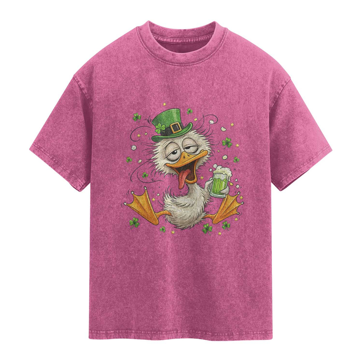 Funny Drunk Irish Duck Washed Cotton T-Shirt St Patricks Day Gift