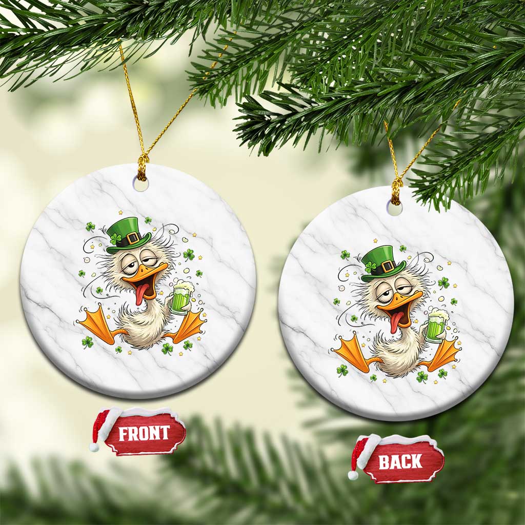 Funny Drunk Irish Duck Ceramic Ornament St Patricks Day Gift TS12 1pc White Marble Print Your Wear