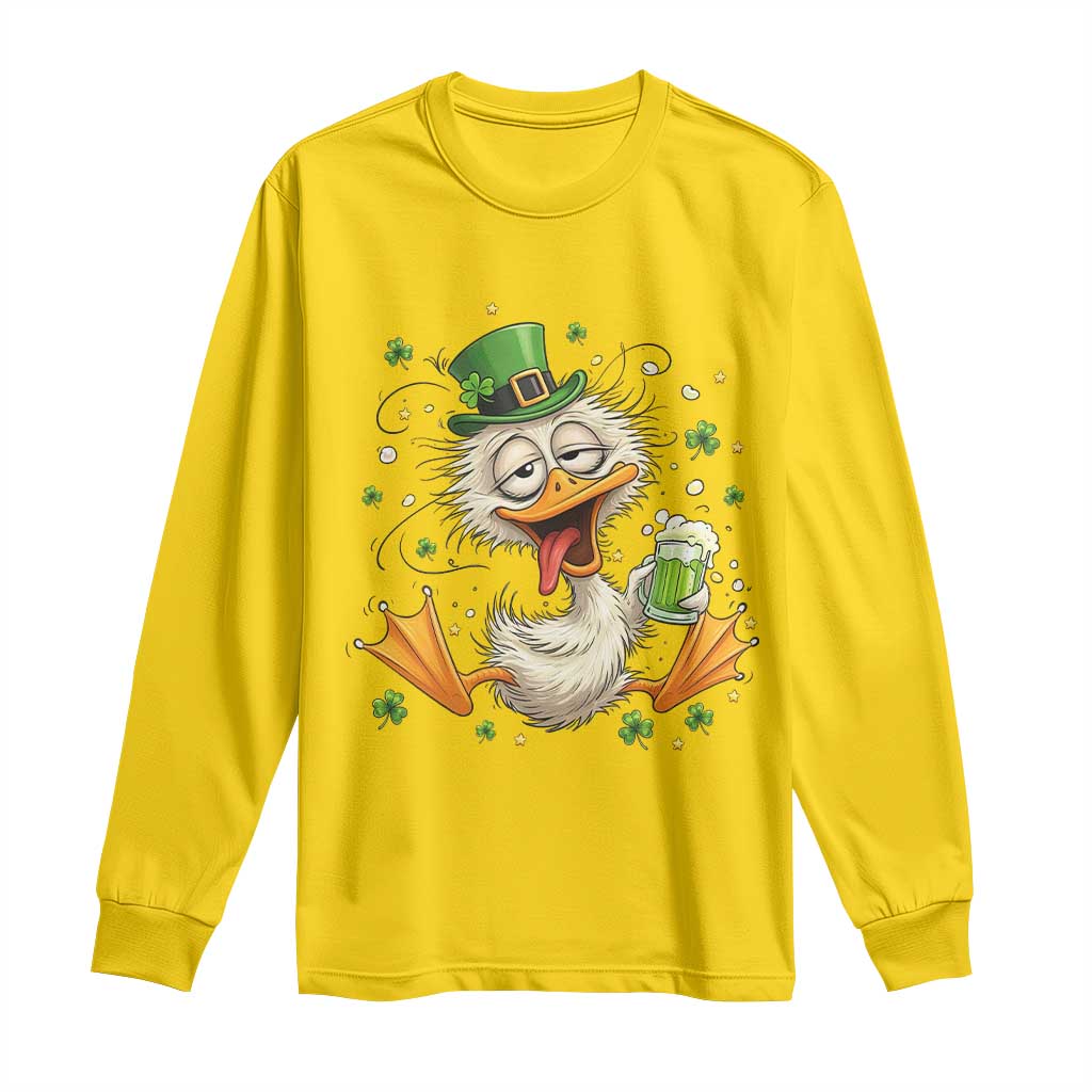 Funny Drunk Irish Duck Long Sleeve Shirt St Patricks Day Gift TS12 Daisy Print Your Wear