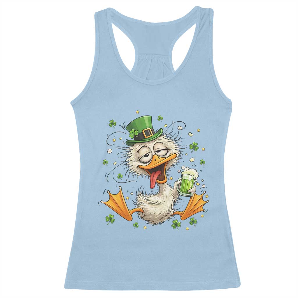 Funny Drunk Irish Duck Racerback Tank Top St Patricks Day Gift TS12 Light Blue Print Your Wear