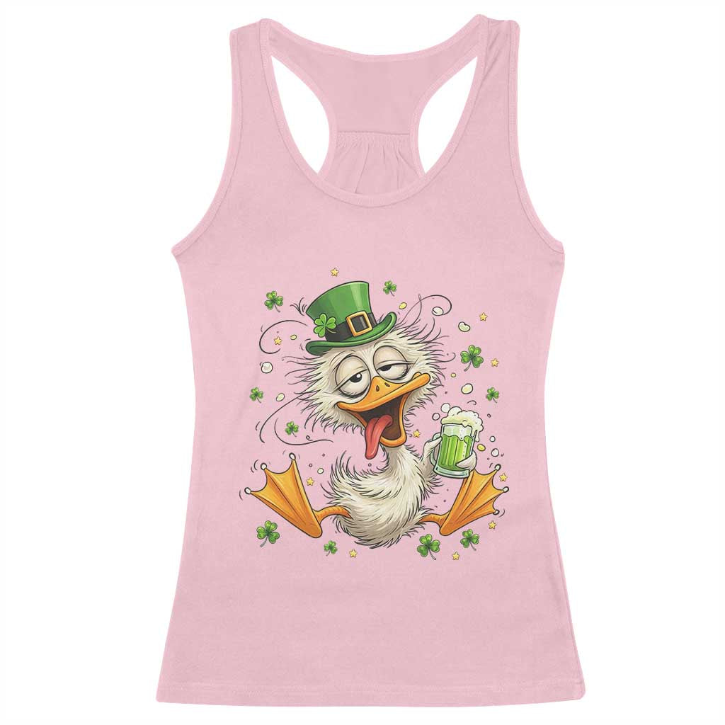Funny Drunk Irish Duck Racerback Tank Top St Patricks Day Gift TS12 Light Pink Print Your Wear