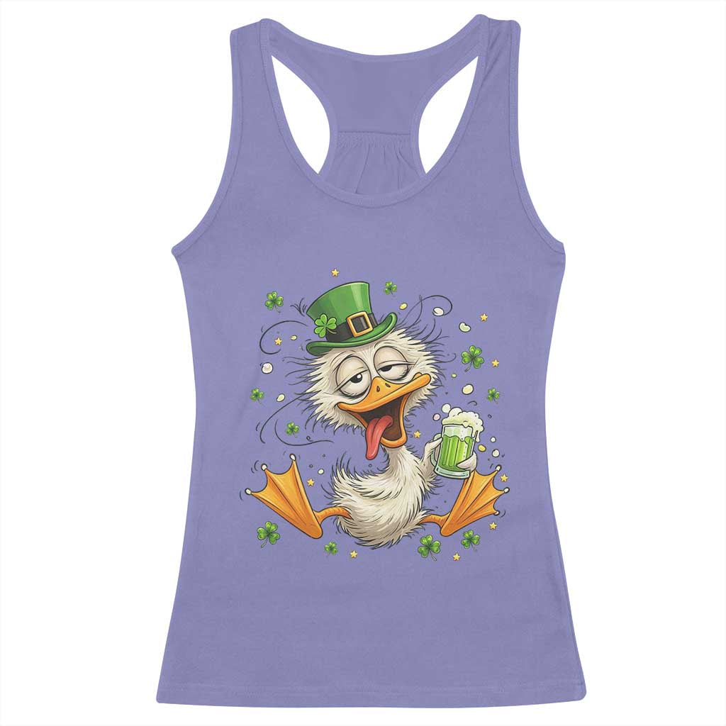 Funny Drunk Irish Duck Racerback Tank Top St Patricks Day Gift TS12 Violet Print Your Wear