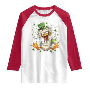 Funny Drunk Irish Duck Raglan Shirt St Patricks Day Gift TS12 White Red Print Your Wear
